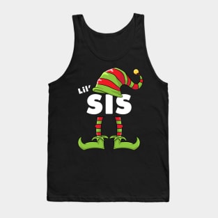 Lil' Sis Elf Funny Matching Christmas Costume Family Tank Top